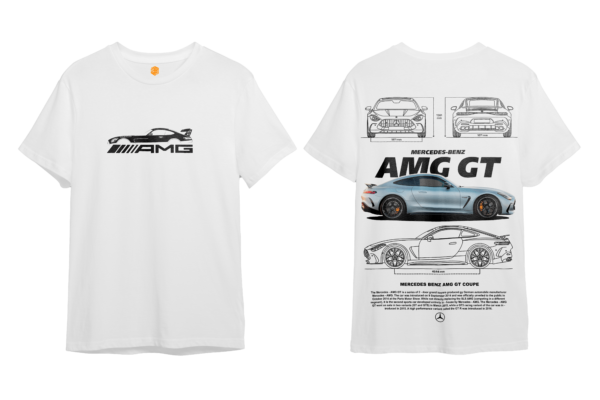 LuxeRide Collection: Mercedes-Benz AMG GT Front and Back Print Oversize Fit T-Shirt - Image 4