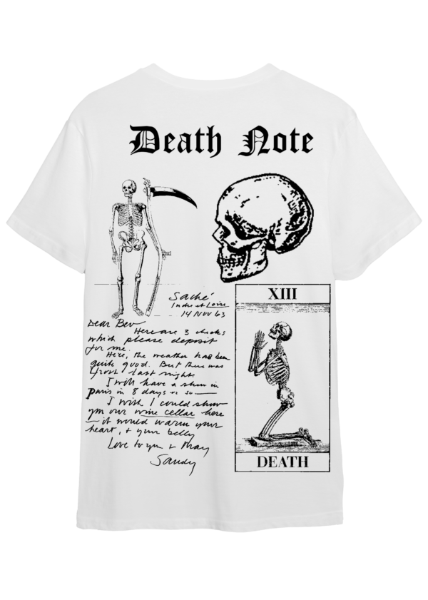 DeathNote Monochrome Print Oversized White T-Shirt - Image 2