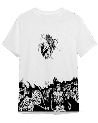 DeathNote Monochrome Print Oversized White T-Shirt