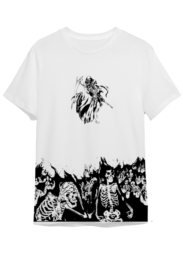 DeathNote Monochrome Print Oversized White T-Shirt